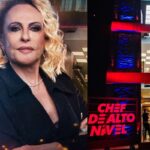 Ana Maria Braga e fachada iluminada do reality Chef de Alto Nível da Globo